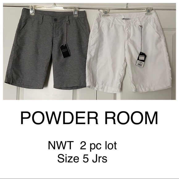 Powder Room Pants - 5JR 2pc Long Board Shorts, Heather Grey and White